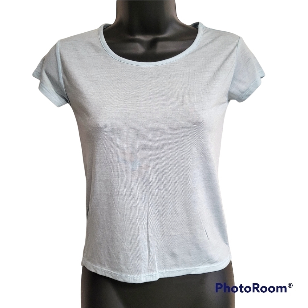 Z by Zella Light Blue Strappy Back High-low Girls Top‎